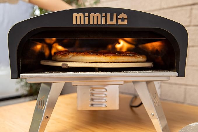 Mimiuo Four à pizza à gaz, avec fonction rotative, en acier inoxydable,