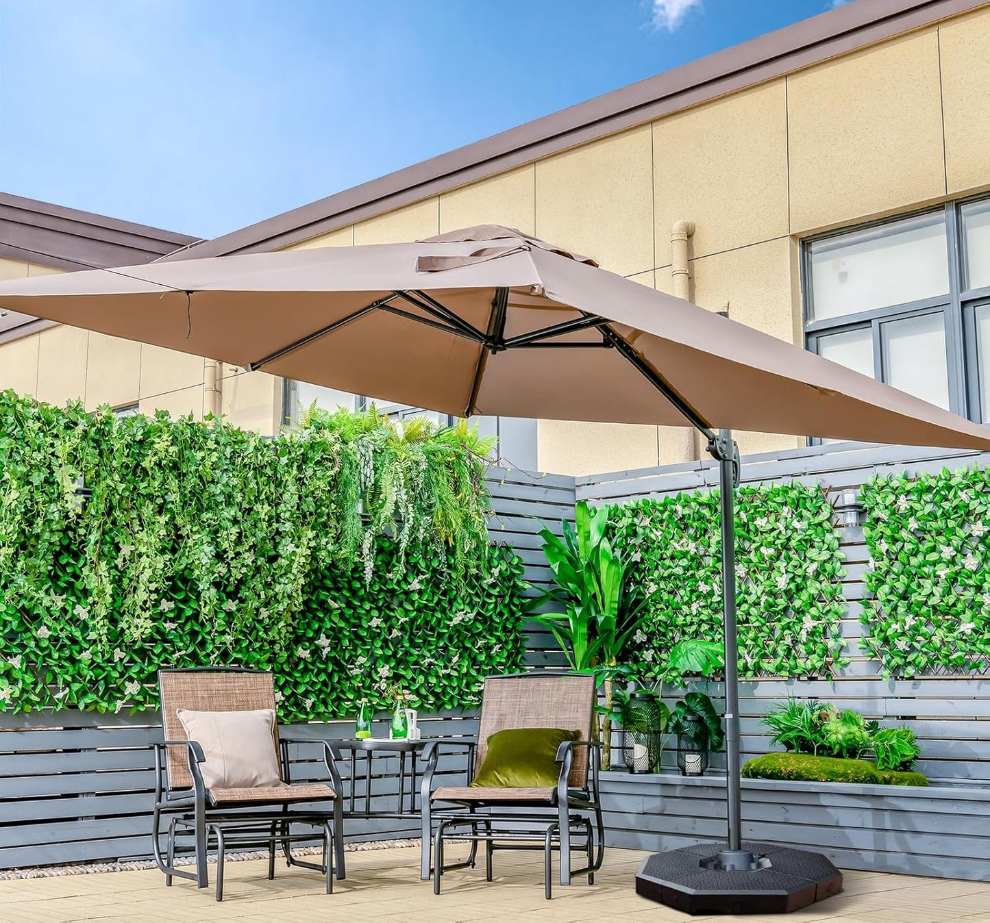 Parasol de Jardin avec Lumière LED Solaire 3x3