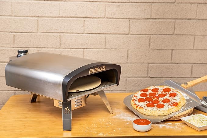 Mimiuo Four à pizza à gaz, avec fonction rotative, en acier inoxydable,