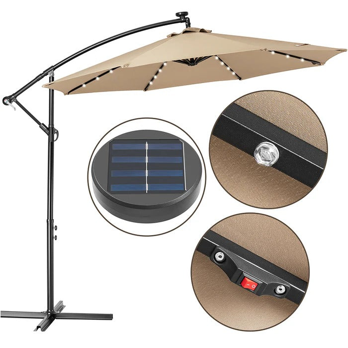 Parasol de Jardin avec Lumière LED Solaire 3x3