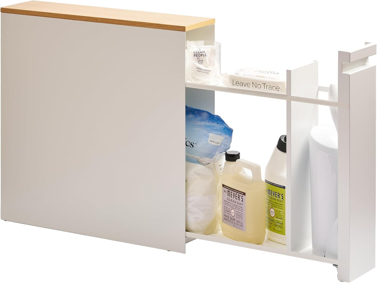 Étagère coulissante en acier avec plateau en bois