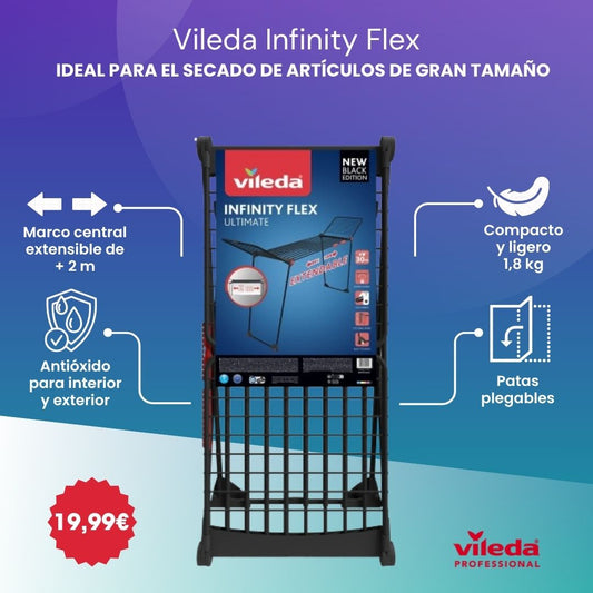 Tendedero de interior Vileda Infinity Flex® Cuerdas XXL más de 2 metros, Estable y Robusto, Transporte Práctico